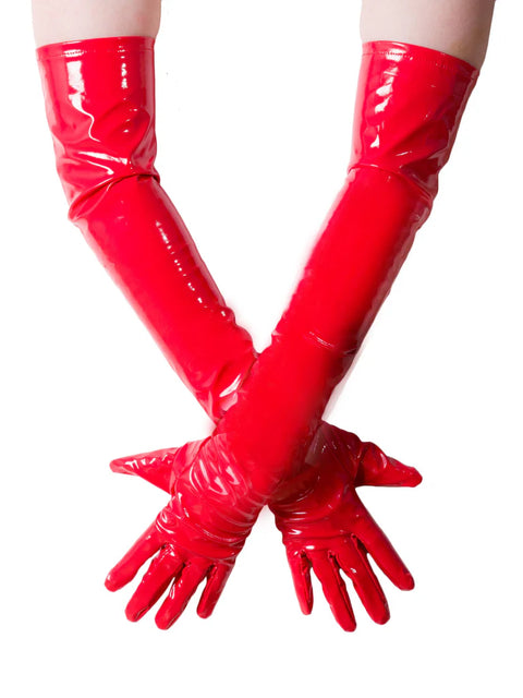 Red Shoulder Length PVC Gloves | Honour Latex