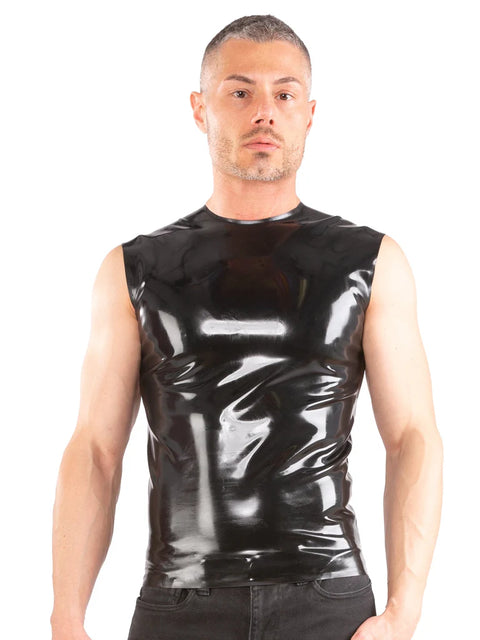 Black Latex Sleeveless T-Shirt | Skin Two