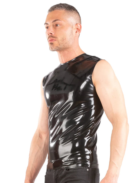 Black Latex Sleeveless T-Shirt | Skin Two