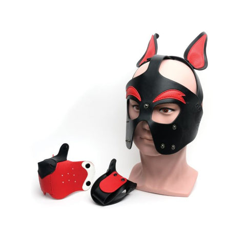 665 Playful Pup Hood - Red & White