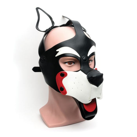 665 Playful Pup Hood - White & Red