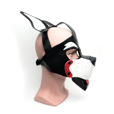 665 Playful Pup Hood - White & Red